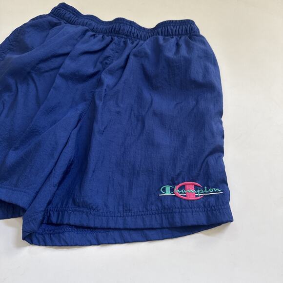 Vintage Champion Nylon Shorts Embroidered Spelled out Logo Y2K Retro 90s - Picture 3 of 11